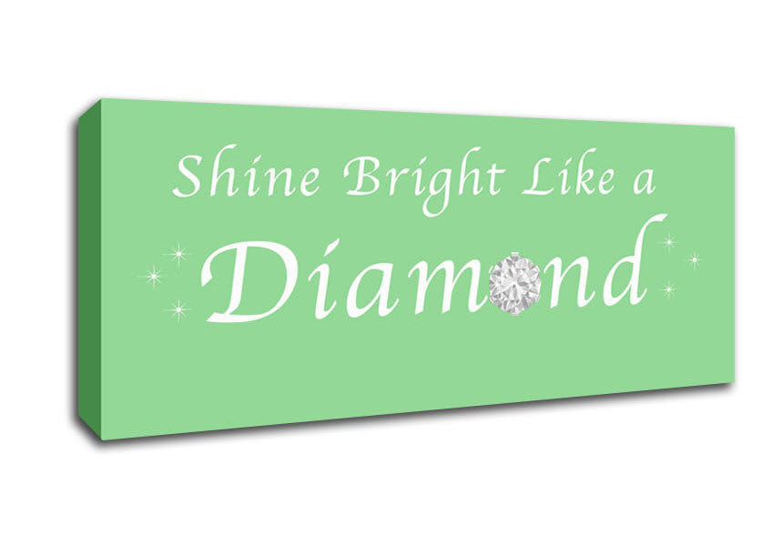 Picture of Music Quote Shine Bright Like A Diamond Rihanna Green Panoramic Canvas Wall Art