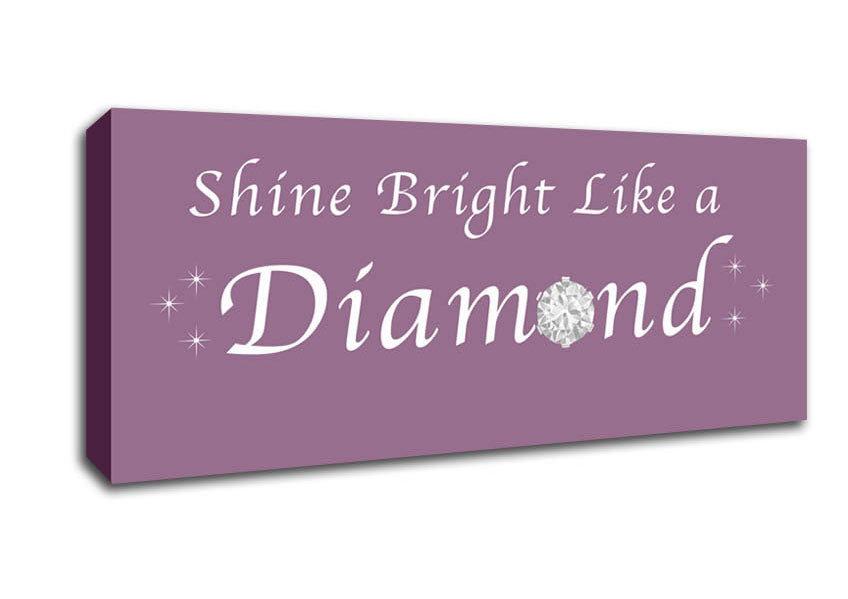 Picture of Music Quote Shine Bright Like A Diamond Rihanna Dusty Pink Panoramic Canvas Wall Art