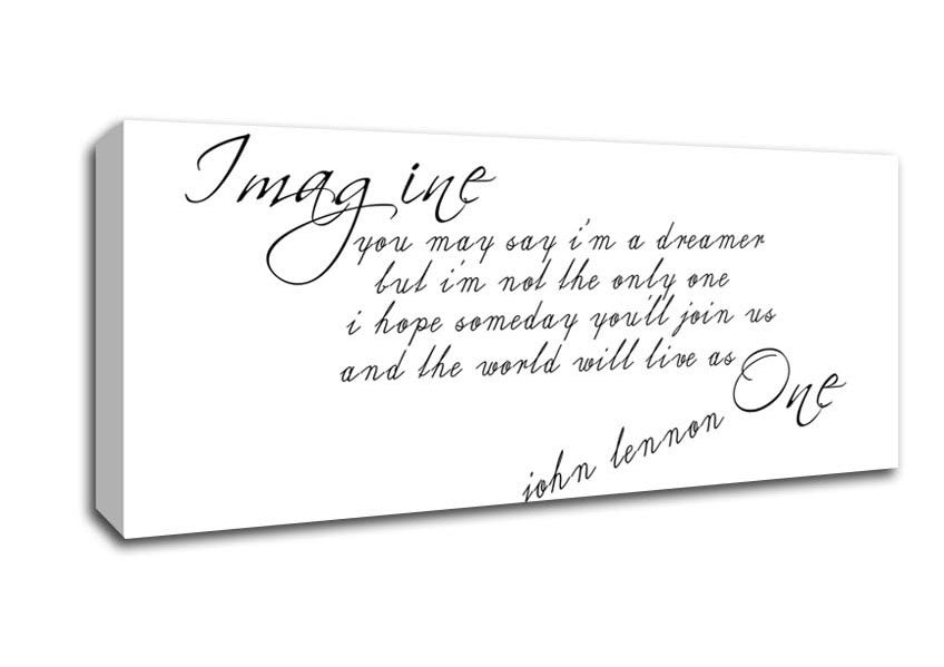 Picture of Music Quote Imagine John Lennon White Panoramic Canvas Wall Art