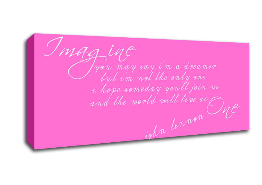 Picture of Music Quote Imagine John Lennon Vivid Pink Panoramic Canvas Wall Art