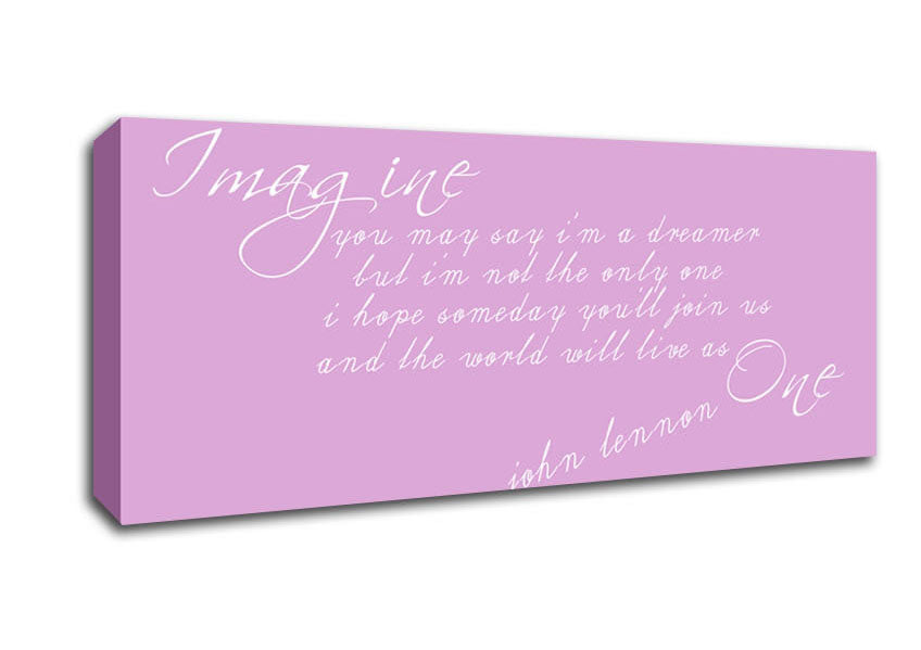 Picture of Music Quote Imagine John Lennon Pink Panoramic Canvas Wall Art