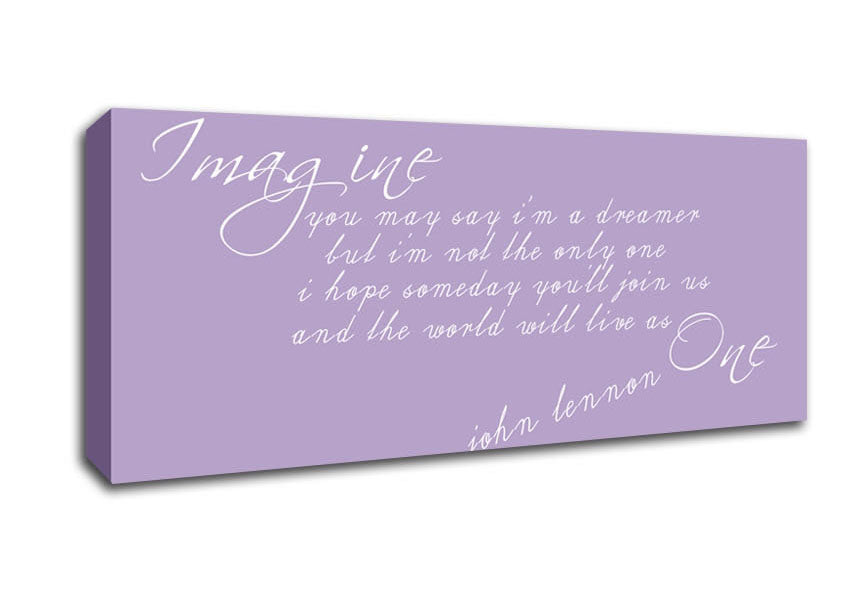 Picture of Music Quote Imagine John Lennon Lilac Panoramic Canvas Wall Art