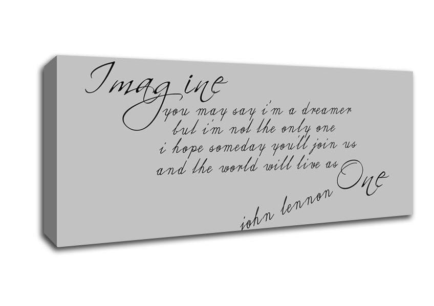 Picture of Music Quote Imagine John Lennon Grey Panoramic Canvas Wall Art