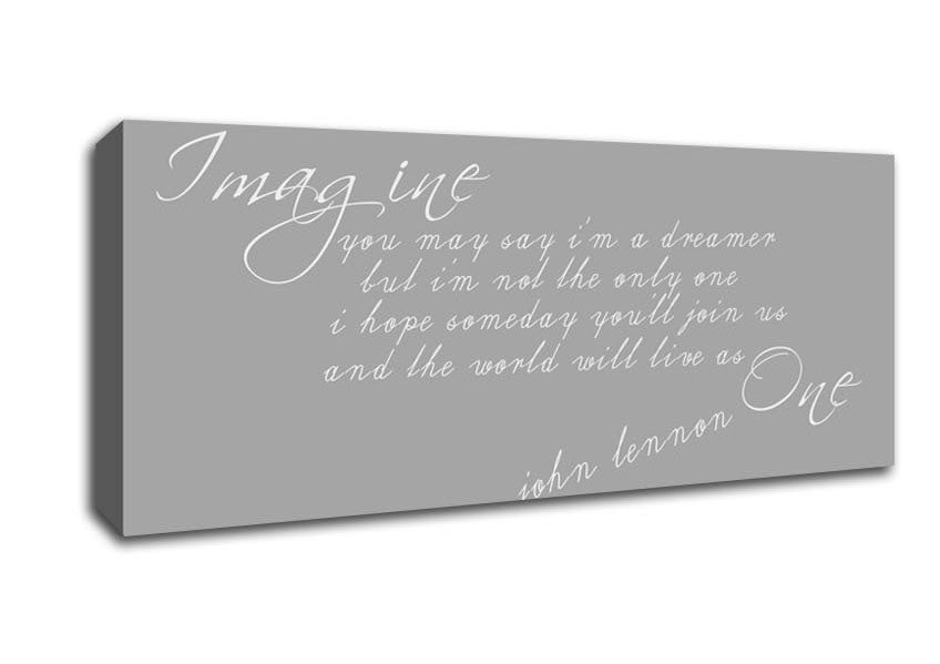 Picture of Music Quote Imagine John Lennon Grey White Panoramic Canvas Wall Art