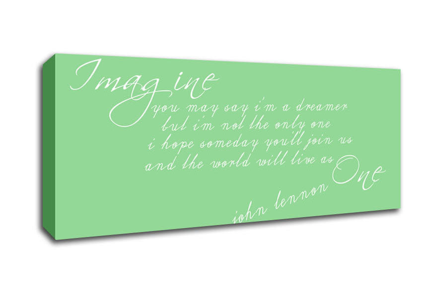 Picture of Music Quote Imagine John Lennon Green Panoramic Canvas Wall Art
