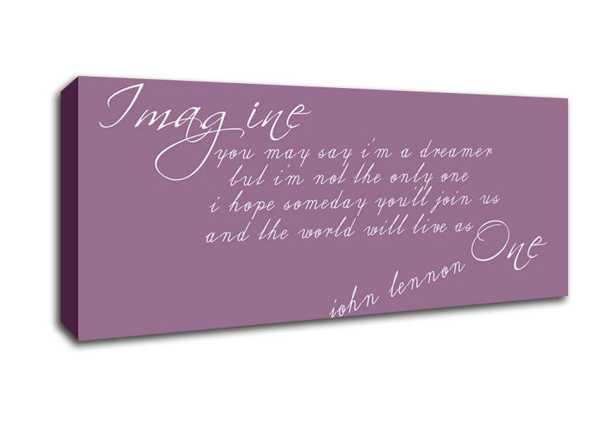 Picture of Music Quote Imagine John Lennon Dusty Pink Panoramic Canvas Wall Art