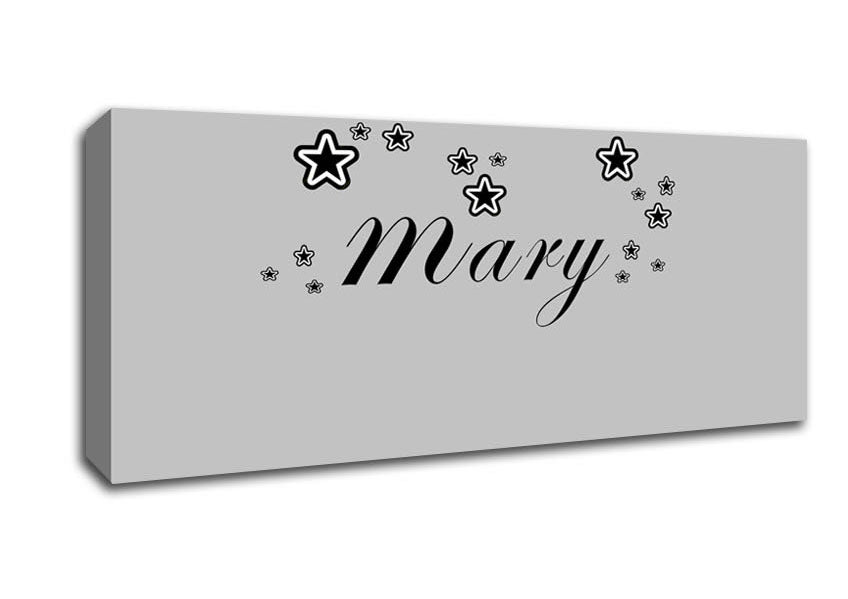 Picture of Girls Room Quote Your Name In Stars Grey Panoramic Canvas Wall Art