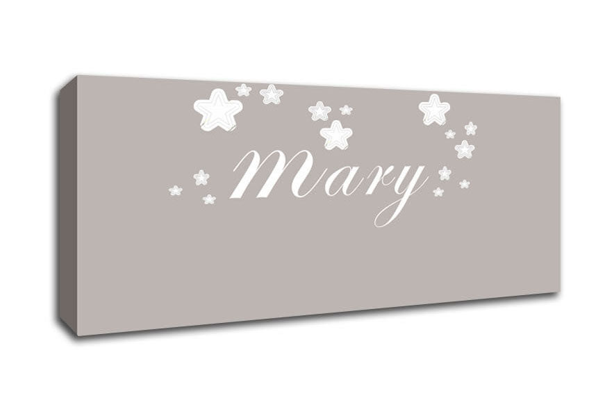 Picture of Your Name In Stars Beige Panoramic Canvas Wall Art