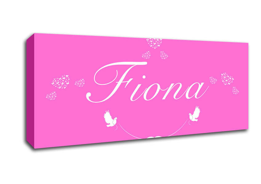 Picture of Girls Room Quote Your Name In Hearts Vivid Pink Panoramic Canvas Wall Art