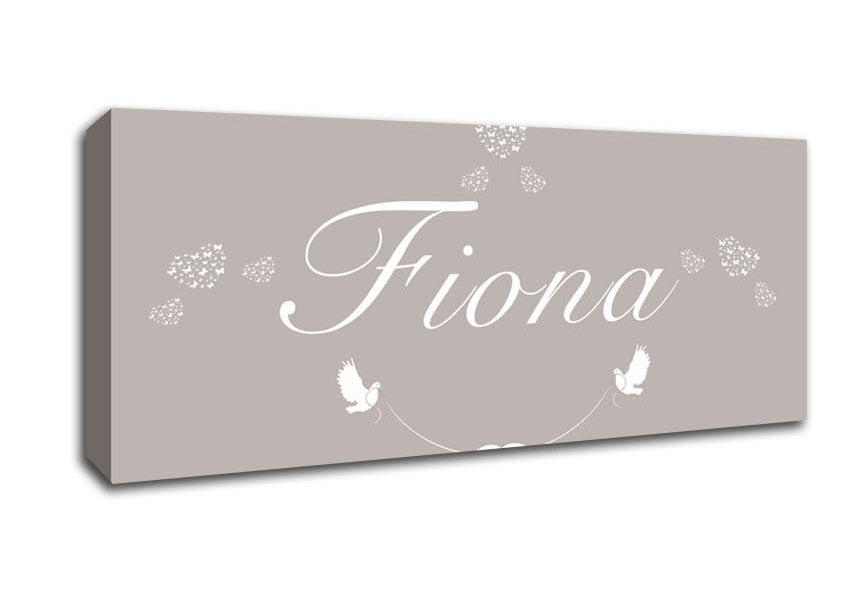 Picture of Your Name In Hearts Beige Panoramic Canvas Wall Art