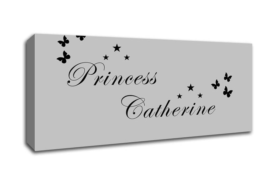 Picture of Girls Room Quote Your Own Name Princess Grey Panoramic Canvas Wall Art