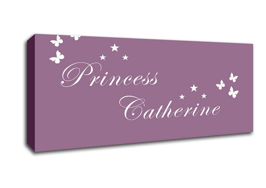 Picture of Girls Room Quote Your Own Name Princess Dusty Pink Panoramic Canvas Wall Art