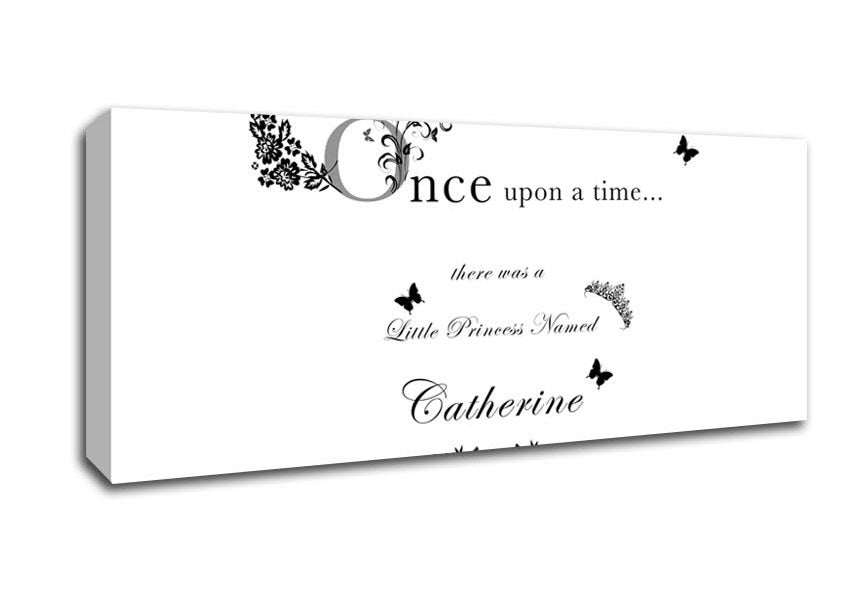 Picture of Once Upon A Time Your Name White Panoramic Canvas Wall Art