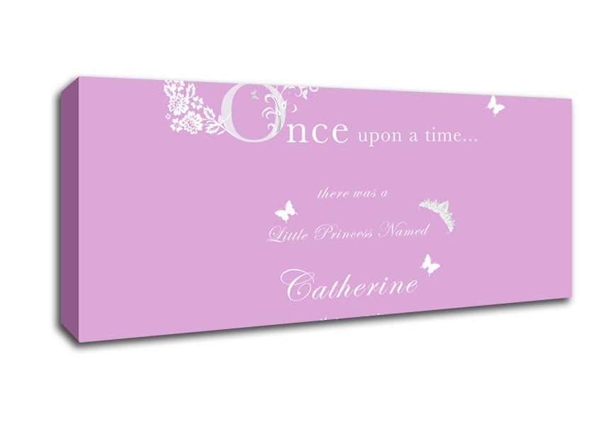 Picture of Girls Room Quote Once Upon A Time Your Name Pink Panoramic Canvas Wall Art
