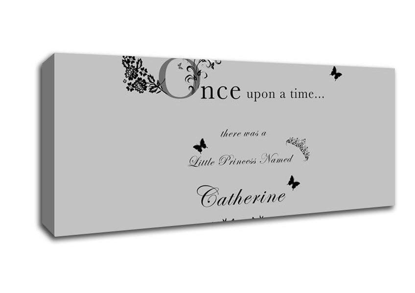 Picture of Girls Room Quote Once Upon A Time Your Name Grey Panoramic Canvas Wall Art