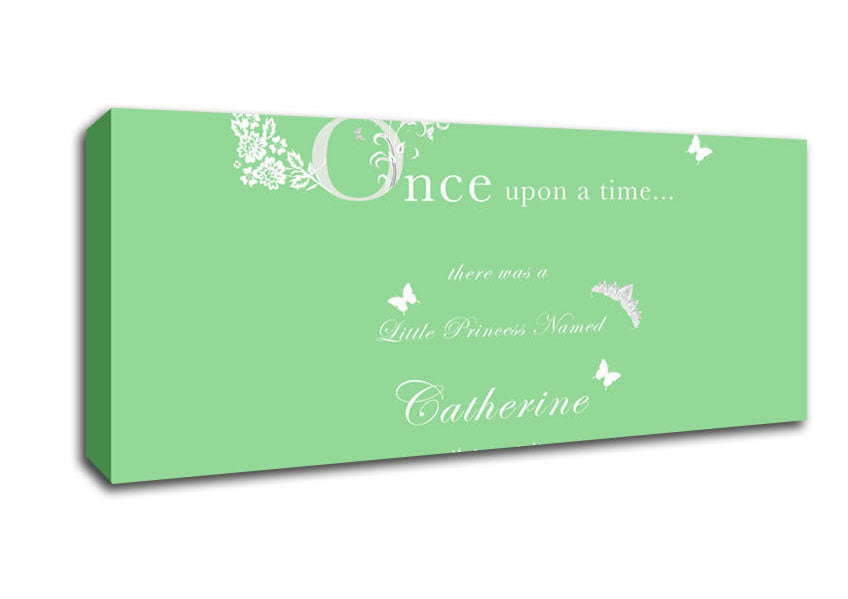 Picture of Once Upon A Time Your Name Green Panoramic Canvas Wall Art