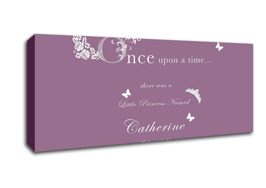 Picture of Once Upon A Time Your Name Dusty Pink Panoramic Canvas Wall Art
