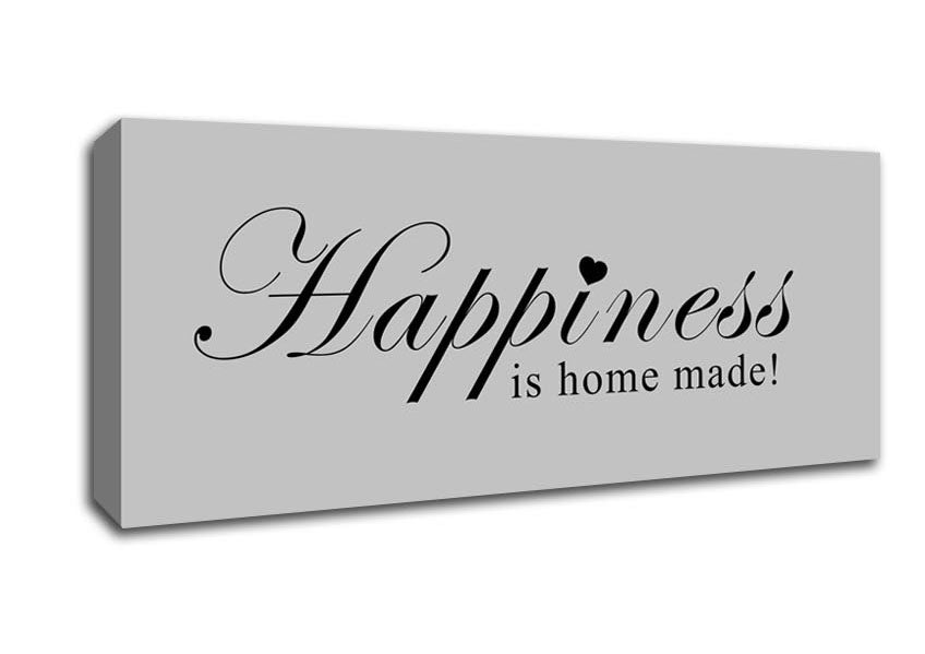 Picture of Home Quote Happiness Is Home Made Grey Panoramic Canvas Wall Art