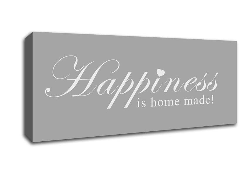 Picture of Home Quote Happiness Is Home Made Grey White Panoramic Canvas Wall Art