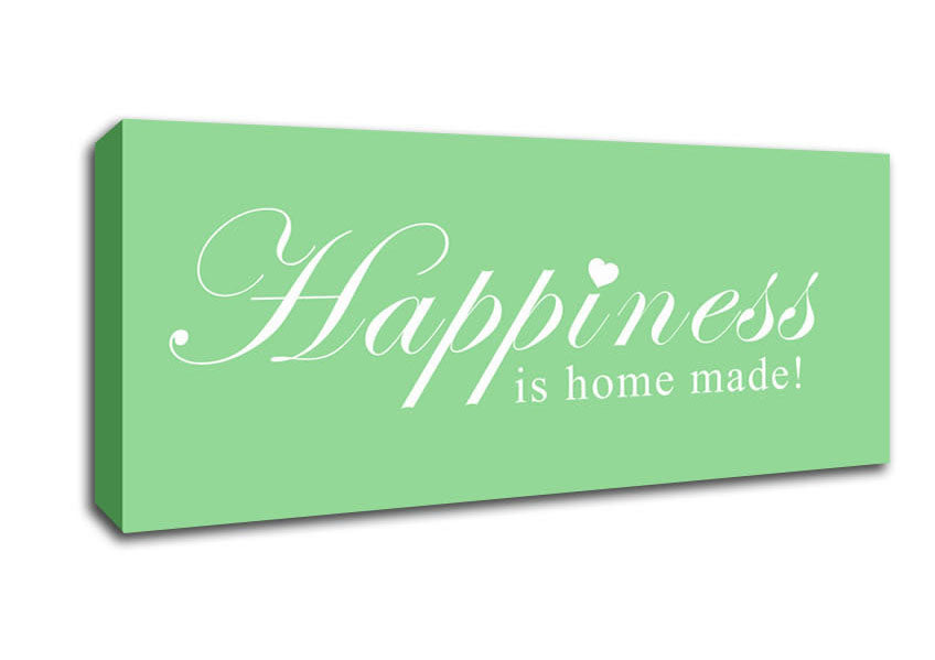 Picture of Home Quote Happiness Is Home Made Green Panoramic Canvas Wall Art