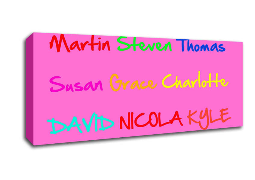 Picture of Girls Room Quote Your Name In A Choice Of Colours Vivid Pink Panoramic Canvas Wall Art