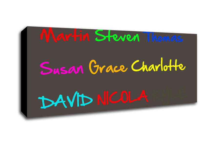 Picture of Your Name In A Choice Of Colours Chocolate Panoramic Canvas Wall Art