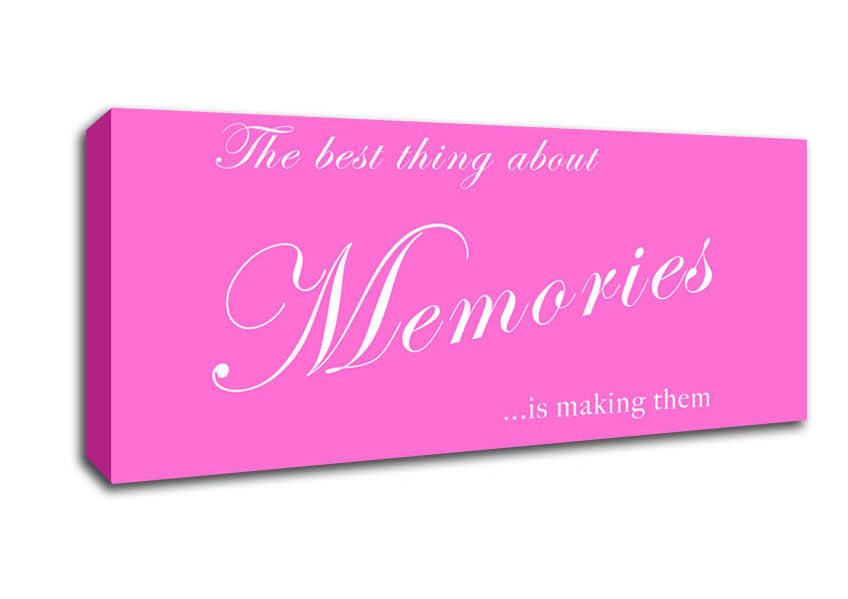 Picture of Family Quote The Best Thing About Memories Vivid Pink Panoramic Canvas Wall Art