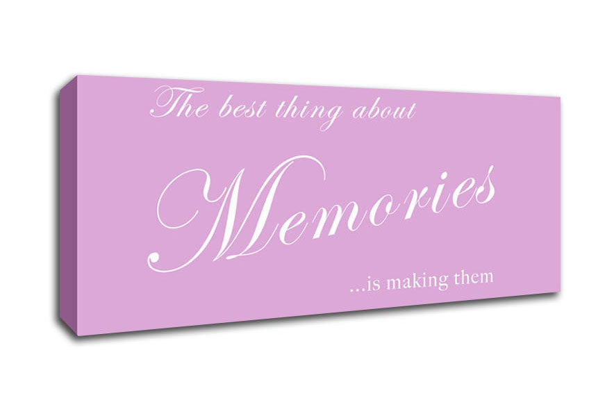 Picture of Family Quote The Best Thing About Memories Pink Panoramic Canvas Wall Art