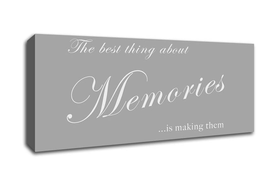 Picture of Family Quote The Best Thing About Memories Grey White Panoramic Canvas Wall Art