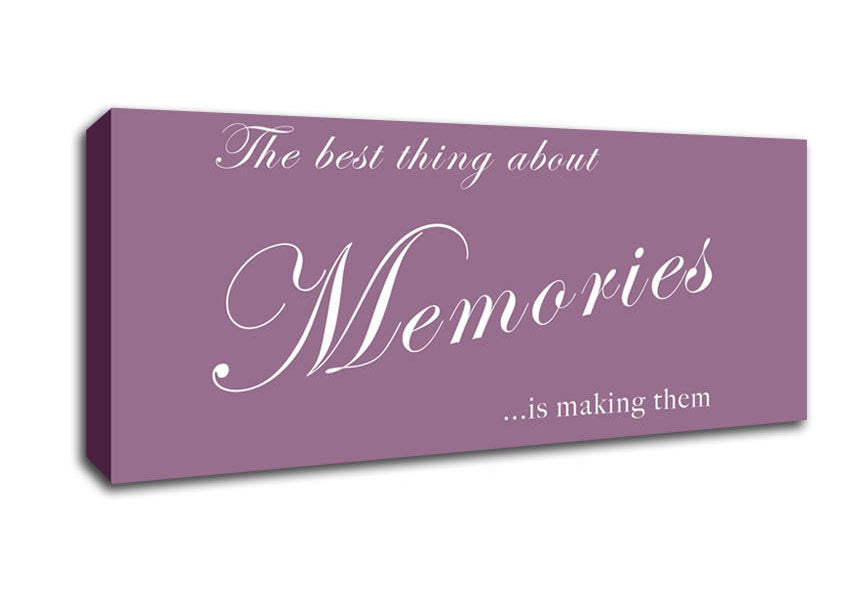 Picture of Family Quote The Best Thing About Memories Dusty Pink Panoramic Canvas Wall Art