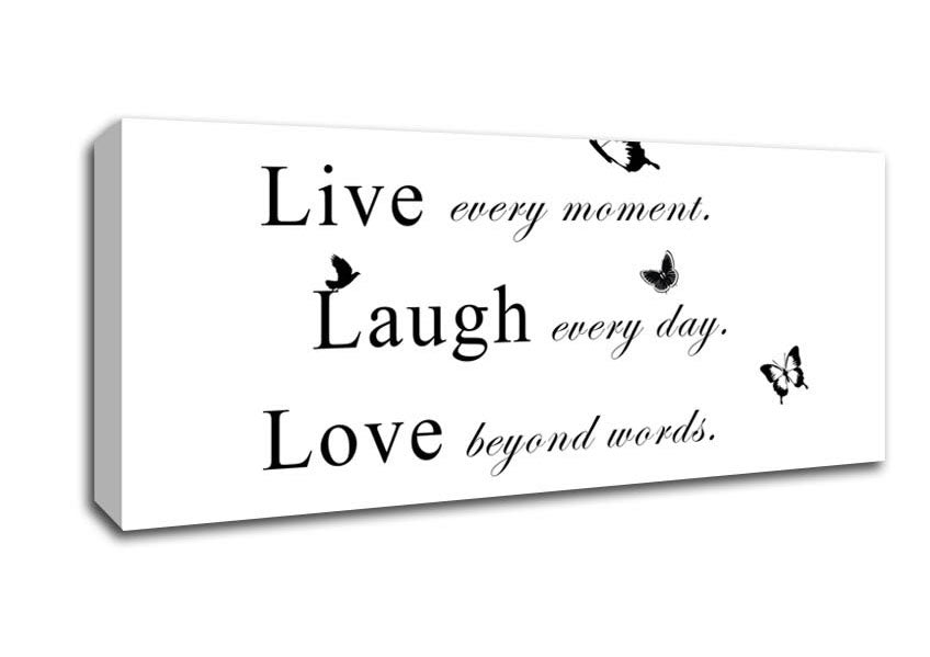 Picture of Love Quote Live Every Moment White Panoramic Canvas Wall Art