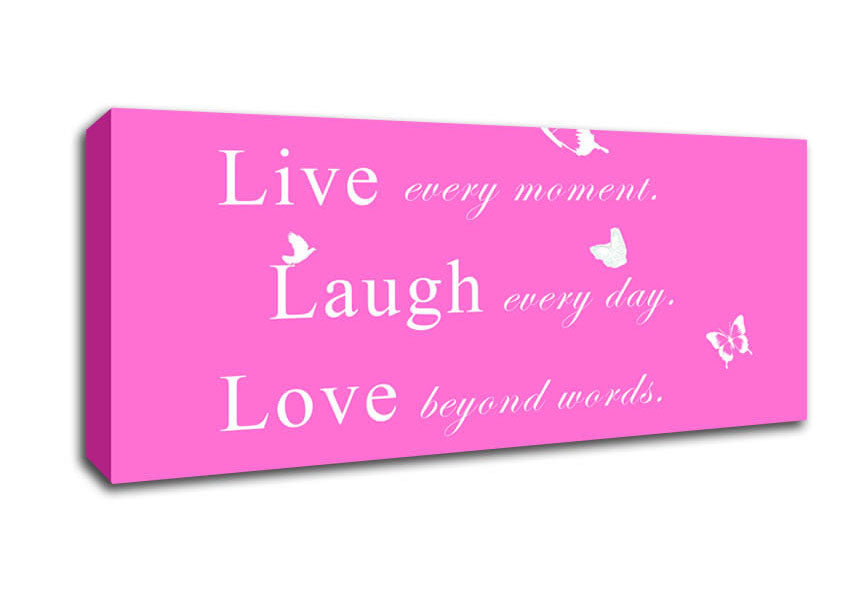 Picture of Love Quote Live Every Moment Vivid Pink Panoramic Canvas Wall Art