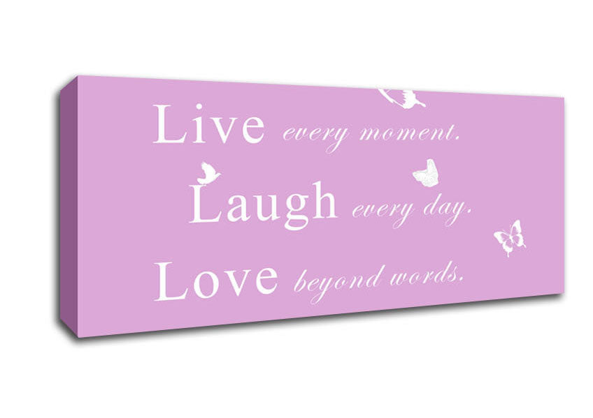 Picture of Love Quote Live Every Moment Pink Panoramic Canvas Wall Art