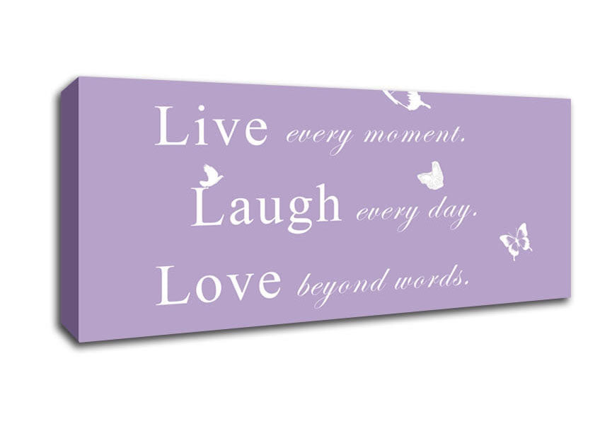 Picture of Love Quote Live Every Moment Lilac Panoramic Canvas Wall Art