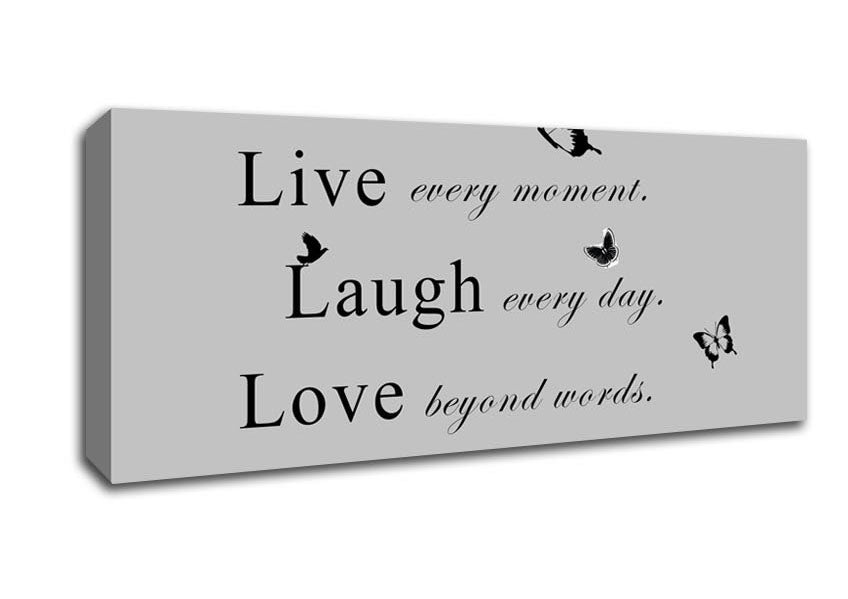 Picture of Love Quote Live Every Moment Grey Panoramic Canvas Wall Art