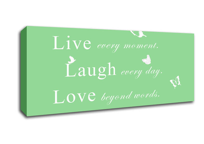 Picture of Love Quote Live Every Moment Green Panoramic Canvas Wall Art