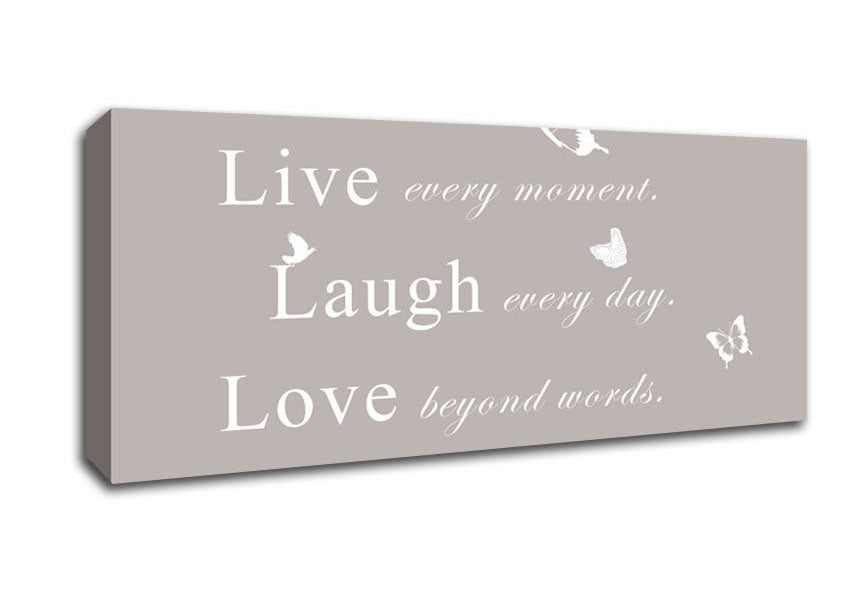 Picture of Love Quote Live Every Moment Beige Panoramic Canvas Wall Art