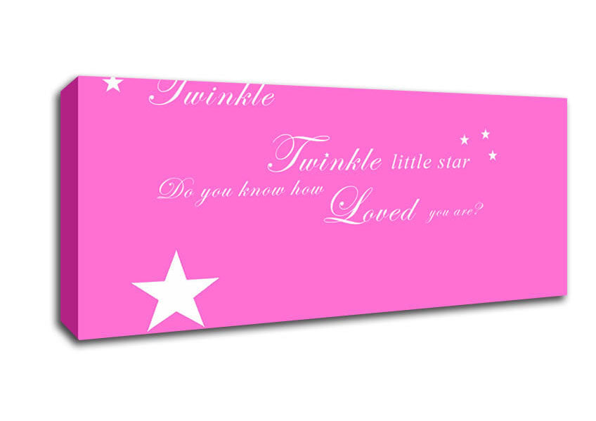 Picture of Nursery Quote Twinkle Twinkle Little Star 1 Vivid Pink Panoramic Canvas Wall Art