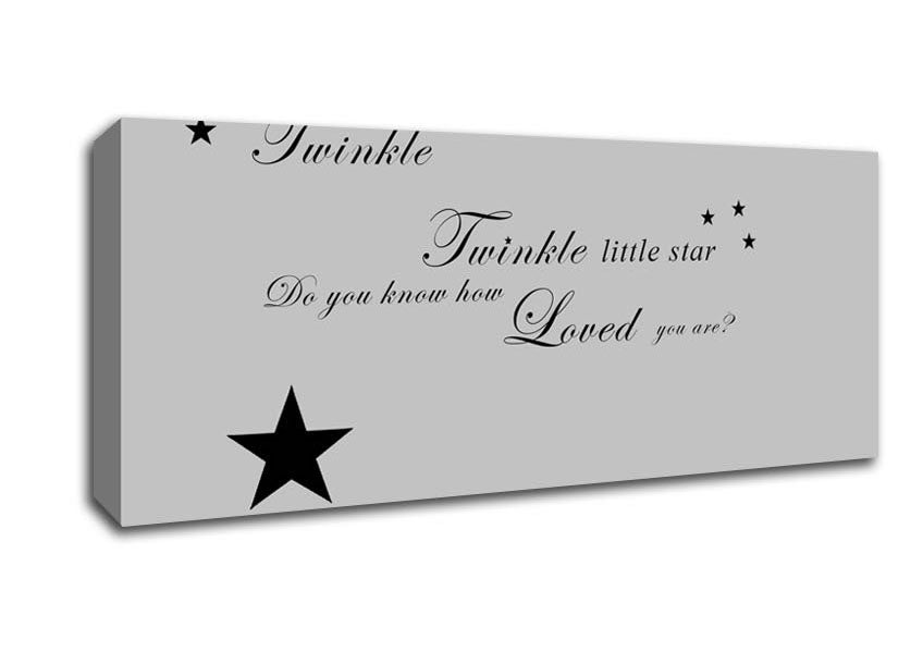Picture of Nursery Quote Twinkle Twinkle Little Star 1 Grey Panoramic Canvas Wall Art