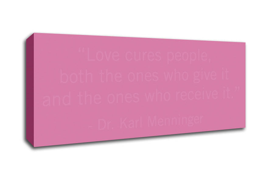 Picture of Dr Karl Menninger Love Cures People Pink Panoramic Canvas Wall Art
