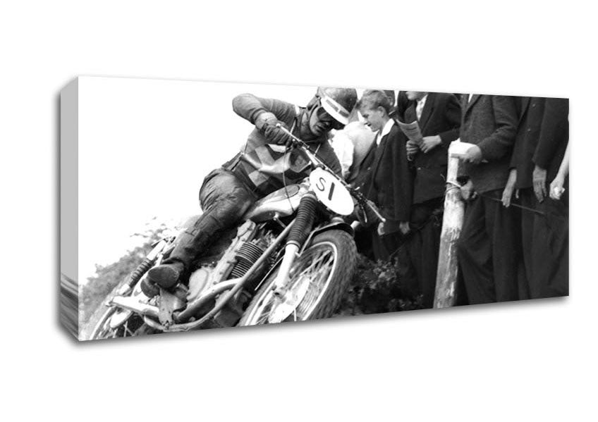 Picture of Vintage Motorcross Crowd Number One Panoramic Canvas Wall Art