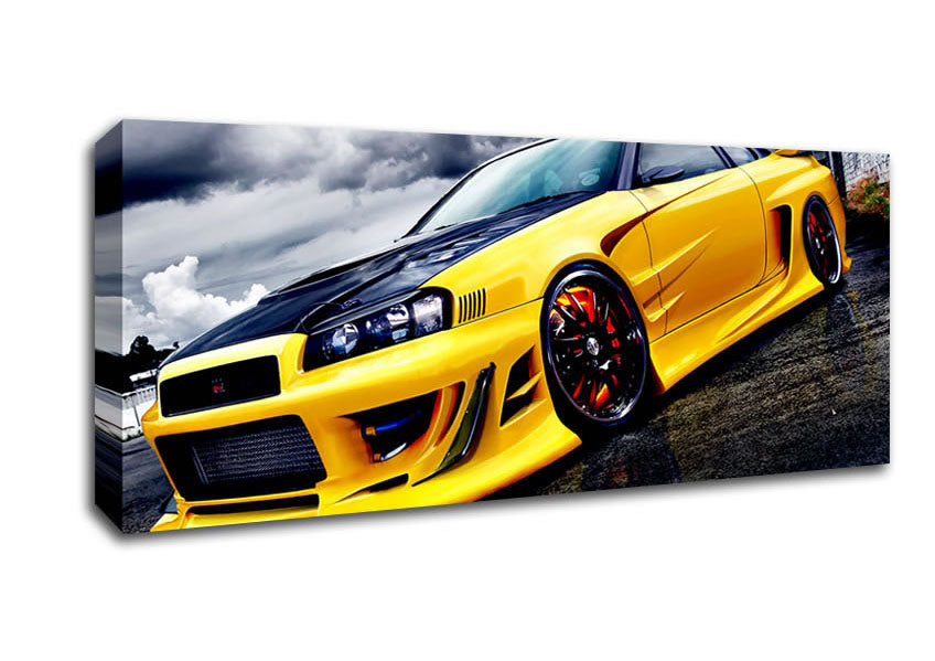 Picture of Nissan Skyline Yellow Panoramic Canvas Wall Art