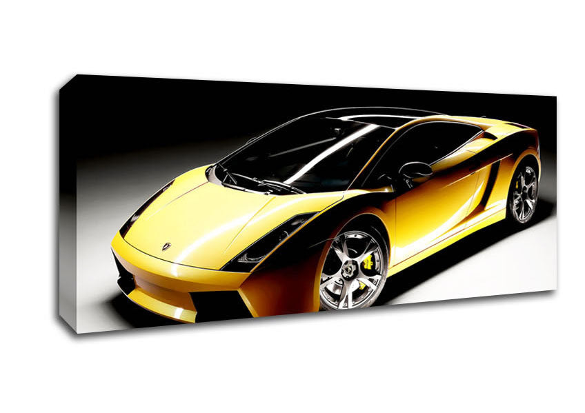 Picture of Lamborghini Yellow Stunner Panoramic Canvas Wall Art