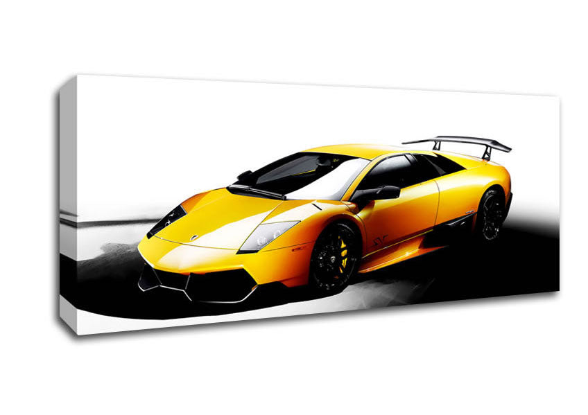 Picture of Lamborghini Side Profile Yellow Panoramic Canvas Wall Art