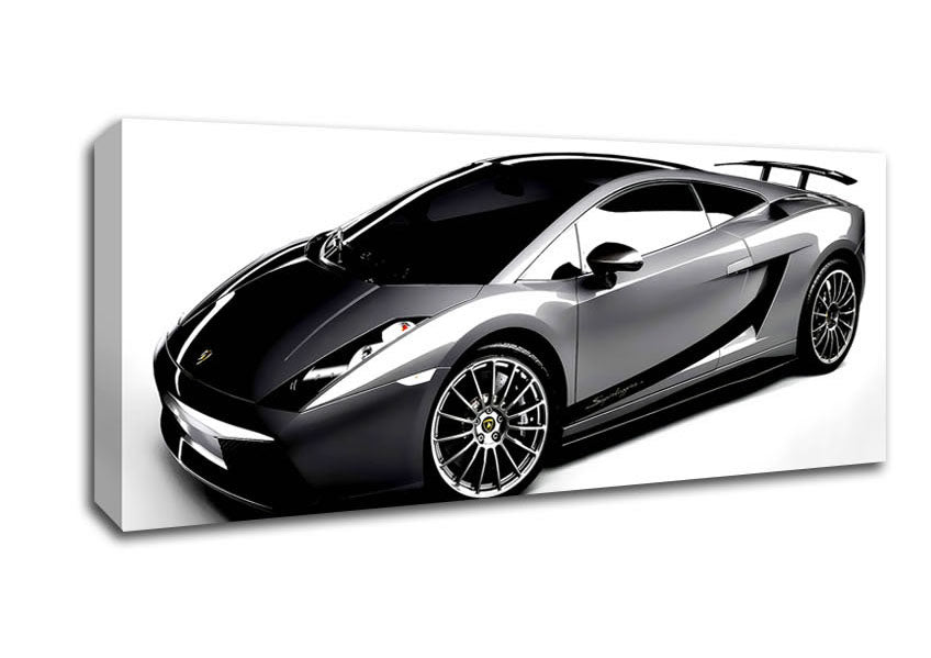 Picture of Lamborghini Side Profile Silver Panoramic Canvas Wall Art