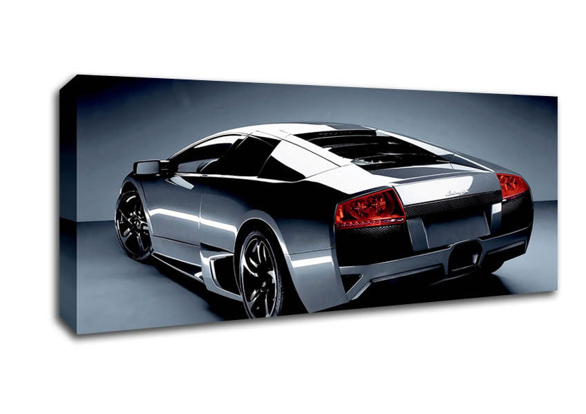 Picture of Lamborghini Rear Gunmetal Silver Panoramic Canvas Wall Art