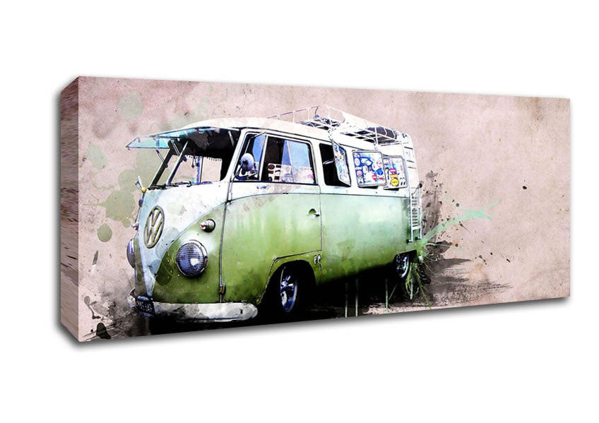 Picture of Hippies Van Panoramic Canvas Wall Art