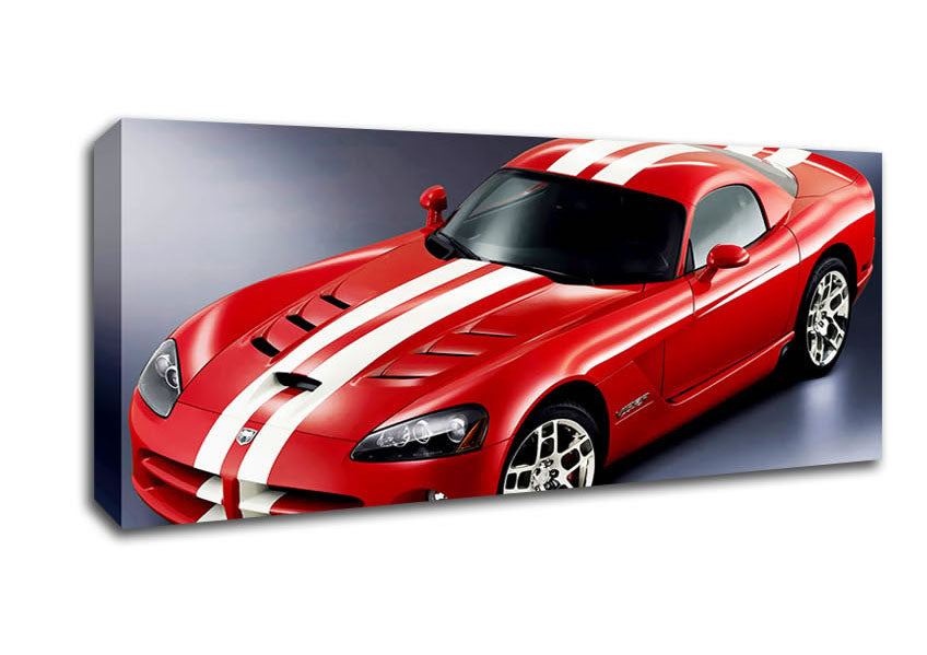 Picture of Ford Mustang Red White Stripes Panoramic Canvas Wall Art