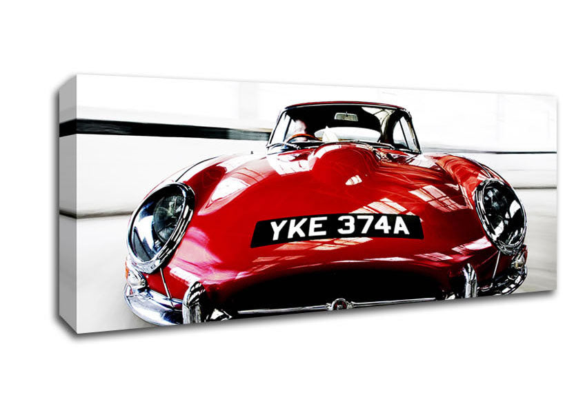 Picture of E-Type Jaguar Red Panoramic Canvas Wall Art