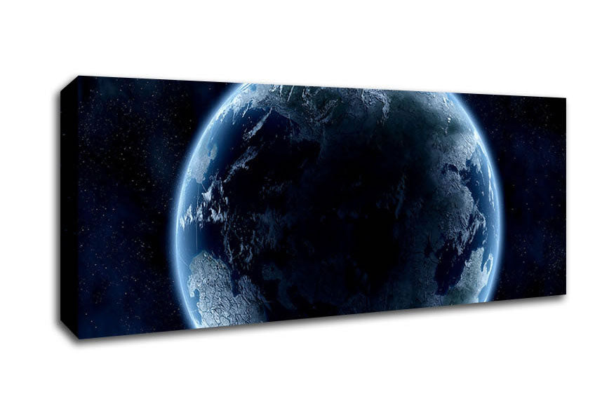Picture of Planet Universe Blue Panoramic Canvas Wall Art